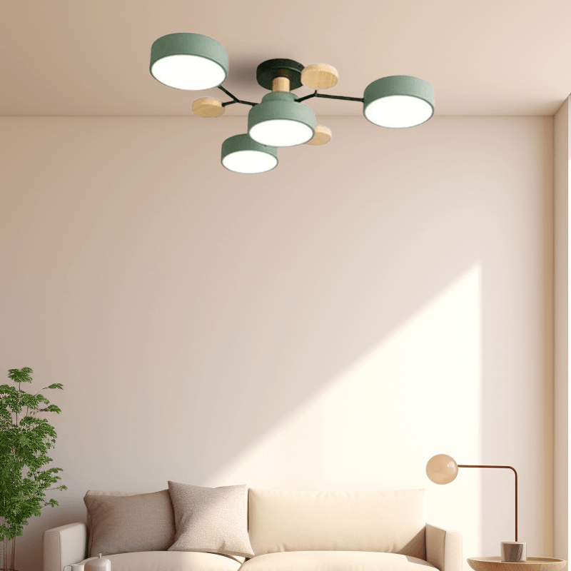 Modern Round Green Ceiling Light for Living Room 4 Heads